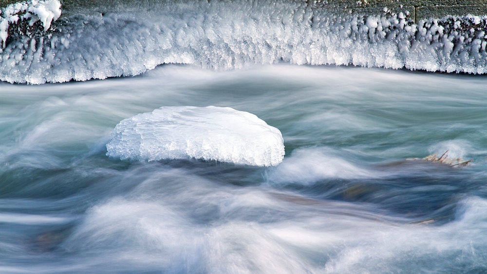 half frozen river